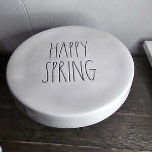 Rae Dunn Artisan Happy Spring Cake Dessert Stand Plate Platter Easter Dinner